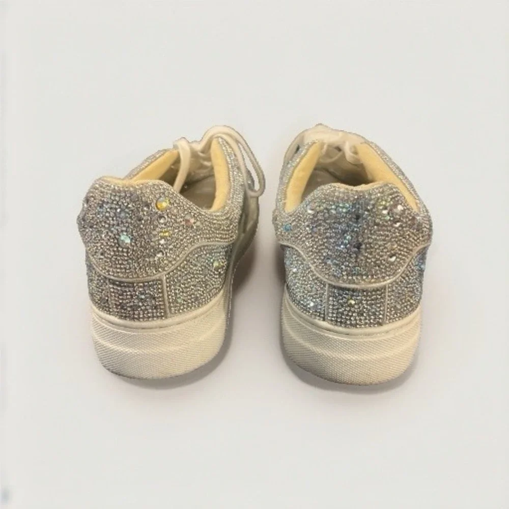 Betsy Johnson Sidny Crystals Women Size 10M Pave Platform Sneakers